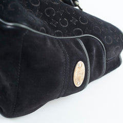 Celine Boogie Satchel Macadam Black Suede