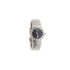 Bvlgari 26mm Tubogas Stainless Steel Quartz Watch with Black Dial