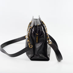 Chanel Vintage CC Logo Lambskin Chain Tote Black