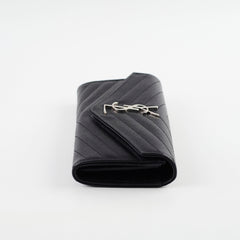 Saint Laurent Cassandre Envelope Flap Wallet Black