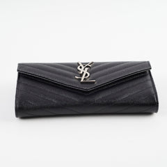 Saint Laurent Cassandre Envelope Flap Wallet Black