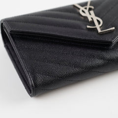 Saint Laurent Cassandre Envelope Flap Wallet Black