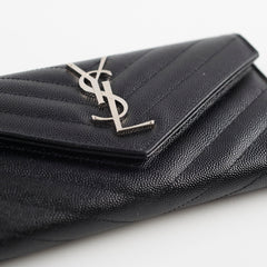 Saint Laurent Cassandre Envelope Flap Wallet Black