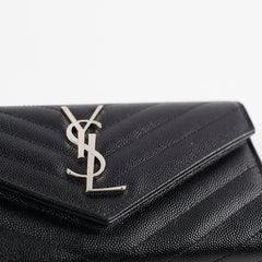 Saint Laurent Cassandre Envelope Flap Wallet Black