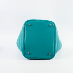 Hermes Picotin 22 Clemence Vert Verone Palladium HW X Stamp