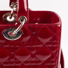 Christian Dior Lady Dior Large Patent Red