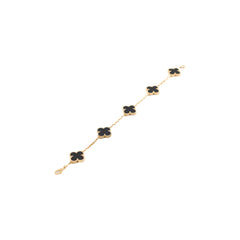 Van Cleef & Arpels 5 Motif Bracelet Yellow Gold Onyx