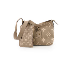 Louis Vuitton Carry All PM Bicolor Monogram Empreinte Leather Tourterelle Greige Shoulder