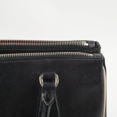 Prada Small Galleria Double Zip Tote Black (white binding)