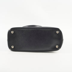 Prada Small Galleria Double Zip Tote Black (white binding)