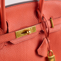 Hermes Birkin 30 Clemence Orange Stamp T