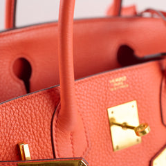 Hermes Birkin 30 Clemence Orange Stamp T