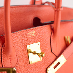 Hermes Birkin 30 Clemence Orange Stamp T