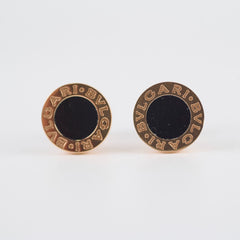 Bvlgari Stud Piercing Earrings Onyx Rose Gold