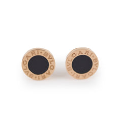 Bvlgari Stud Piercing Earrings Onyx Rose Gold
