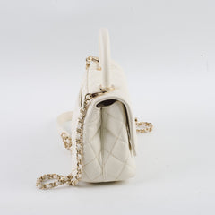 Chanel Caviar Mini Coco Handle White Microchip