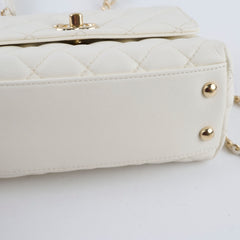 Chanel Caviar Mini Coco Handle White Microchip