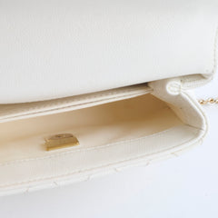 Chanel Caviar Mini Coco Handle White Microchip