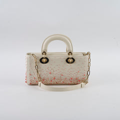 Christian Dior Small D-Joy with Crystal Emboridery White