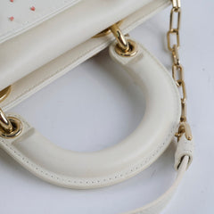 Christian Dior Small D-Joy with Crystal Emboridery White