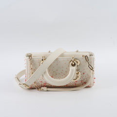 Christian Dior Small D-Joy with Crystal Emboridery White