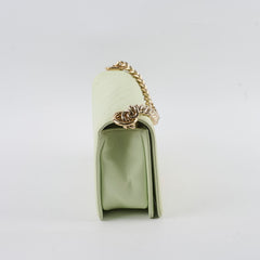 Chanel Medium Boy Bag Mint Green Caviar Champagne Gold HW (microchip)