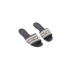 Dior Slide Sandals Deep Blue Embroidered size 37