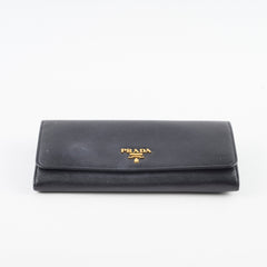Prada Saffiano Black Long Wallet