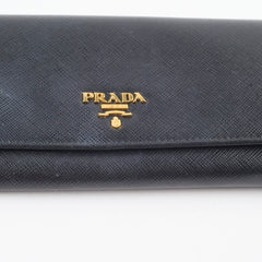 Prada Saffiano Black Long Wallet