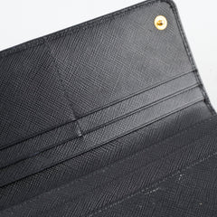 Prada Saffiano Black Long Wallet