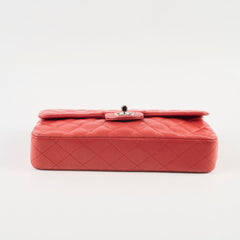 Chanel East West Shoulder Flap Lambskin Salmon Red