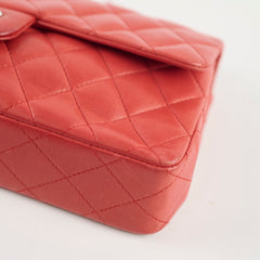 Chanel East West Shoulder Flap Lambskin Salmon Red
