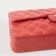 Chanel East West Shoulder Flap Lambskin Salmon Red