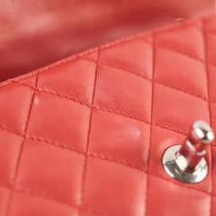 Chanel East West Shoulder Flap Lambskin Salmon Red