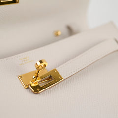 Hermes Kelly To Go Epsom in Gris Pale