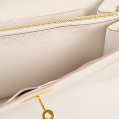 Hermes Kelly To Go Epsom in Gris Pale