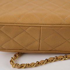 Chanel Vintage 24k Caviar Timeless Camera Bag Beige