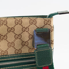 Gucci GG Canvas Messenger Bag Beige/Green
