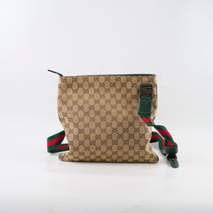 Gucci GG Canvas Messenger Bag Beige/Green