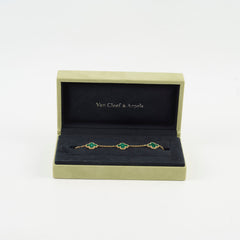 Van Cleef & Arpels Malachite Vintage Alhambra 5 Motifs Bracelet