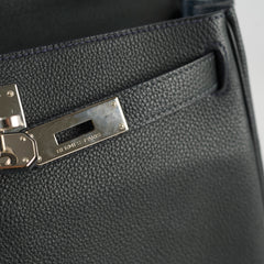 Hermes Kelly Verso 28 Black/Blue  PHW Q Square Stamp