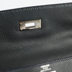 Hermes Kelly Verso 28 Black/Blue  PHW Q Square Stamp