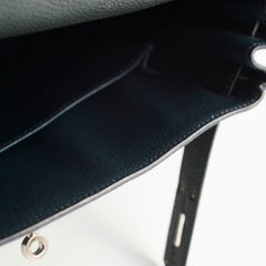 Hermes Kelly Verso 28 Black/Blue  PHW Q Square Stamp