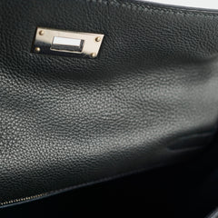 Hermes Kelly Verso 28 Black/Blue  PHW Q Square Stamp