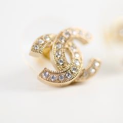 Chanel logo earrings gold tone