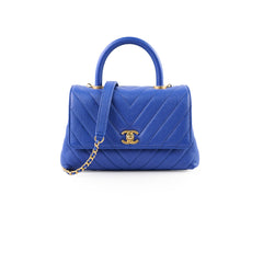 Chanel Coco Handle Small Chevron Blue Caviar (28 Series)