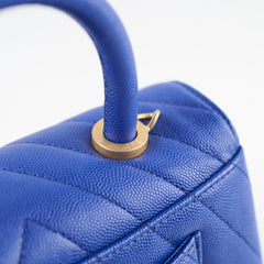 Chanel Coco Handle Small Chevron Blue Caviar (28 Series)