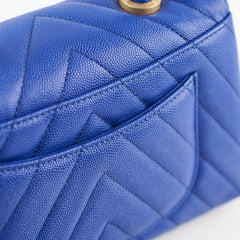 Chanel Coco Handle Small Chevron Blue Caviar (28 Series)