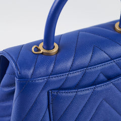 Chanel Coco Handle Small Chevron Blue Caviar (28 Series)