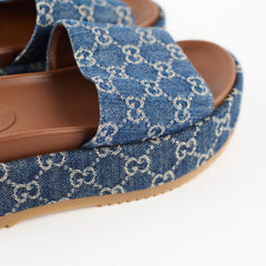 Gucci Denim Platform Slides Size 37